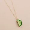 Wolf & Moon Lime Slice Necklace