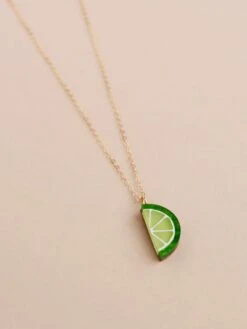 Wolf & Moon Lime Slice Necklace