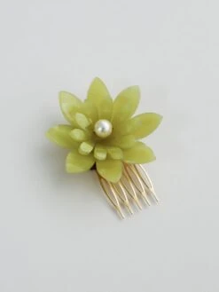 Wolf & Moon Dahlia Hair Comb -Wolf & Moon meadow hair slide dahlia green 1