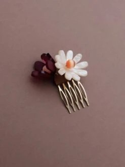 Wolf & Moon Double Daisy Hair Comb -Wolf & Moon meadow hair slide double daisy cherry 1