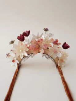 Wolf & Moon Meadow Headpiece In Dusky Pink -Wolf & Moon meadow headpiece dusky pink lifestyle whitebkg 2
