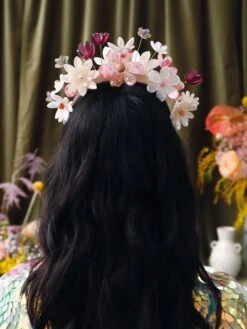 Wolf & Moon Meadow Headpiece In Dusky Pink -Wolf & Moon meadow headpiece dusky pink model 7