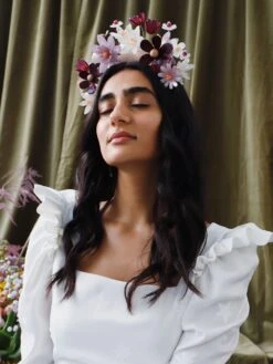 Wolf & Moon Meadow Headpiece In Lilac/Cherry -Wolf & Moon meadow headpiece lilac cherry model 2