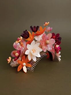 Wolf & Moon Meadow Headpiece In Pink/Orange -Wolf & Moon meadow headpiece orange pink lifestyle 3
