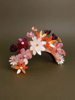 Wolf & Moon Meadow Headpiece In Pink/Orange -Wolf & Moon meadow headpiece orange pink lifestyle 5