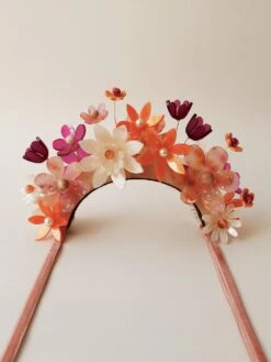 Wolf & Moon Meadow Headpiece In Pink/Orange -Wolf & Moon meadow headpiece pink orange lifestyle whitebkg 1