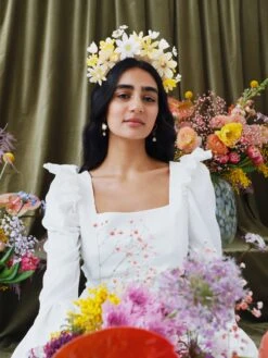 Wolf & Moon Meadow Headpiece In Yellow -Wolf & Moon meadow headpiece yellow model 4