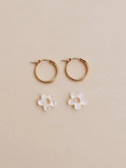Wolf & Moon Mini Nina Hoops In Off-White 11 Wolf & Moon Mini Nina Hoops In Off-White -Wolf & Moon mini nina hoops offwhite lifestyle 3