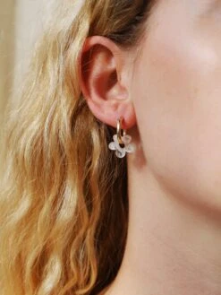 Wolf & Moon Mini Nina Hoops In Off-White 9 Wolf & Moon Mini Nina Hoops In Off-White -Wolf & Moon mini nina hoops offwhite model 1