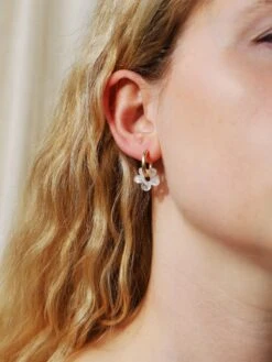 Wolf & Moon Mini Nina Hoops In Off-White 12 Wolf & Moon Mini Nina Hoops In Off-White -Wolf & Moon mini nina hoops offwhite model 2