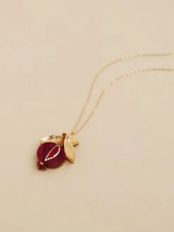 Wolf & Moon Mini Pomegranate Necklace -Wolf & Moon mini pomegranate necklace lifestyle 2 nov2022