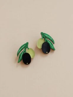 Wolf & Moon Olive Studs