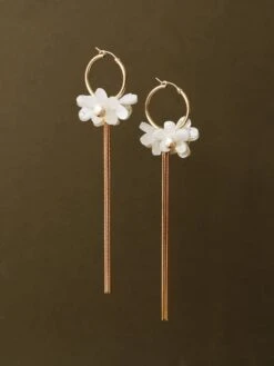 Wolf & Moon Ophelia Statement Hoops In White -Wolf & Moon ophelia statement hoops white lifestyle hanging 1