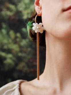 Wolf & Moon Ophelia Statement Hoops In White -Wolf & Moon ophelia statement hoops white model 2