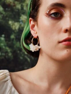 Wolf & Moon Ophelia Statement Hoops In White -Wolf & Moon ophelia statement hoops white model 5