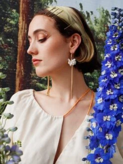 Wolf & Moon Ophelia Statement Hoops In White -Wolf & Moon ophelia statement hoops white model 7