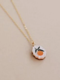 Wolf & Moon Orange Charm Necklace -Wolf & Moon orange charm necklace lifestyle 2