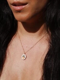 Wolf & Moon Orange Charm Necklace -Wolf & Moon orange charm necklace model 3