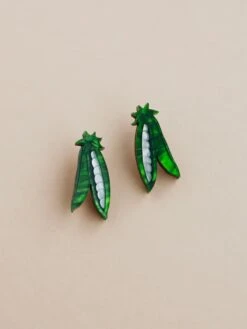 Wolf & Moon Peas In A Pod Studs - Clip On