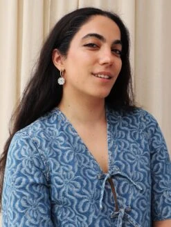 Wolf & Moon Poppy Charm Hoops -Wolf & Moon poppy charm hoops blue model 2