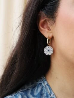 Wolf & Moon Poppy Charm Hoops -Wolf & Moon poppy charm hoops blue model 4