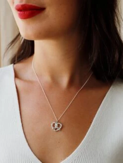 Wolf & Moon Pretzel Necklace -Wolf & Moon pretzel necklace silver model 2