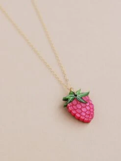 Wolf & Moon Raspberry Necklace -Wolf & Moon raspberry necklace lifestyle 2