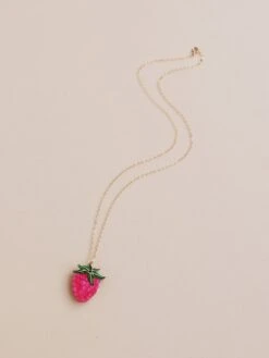 Wolf & Moon Raspberry Necklace -Wolf & Moon raspberry necklace lifestyle 3