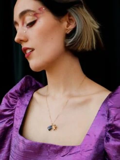 Wolf & Moon Shooting Star Necklace -Wolf & Moon shooting star necklace model 3