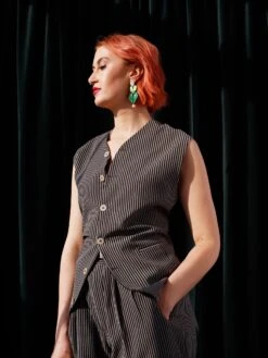 Wolf & Moon Stevie Earrings In Moss -Wolf & Moon stevie earrings moss model 5