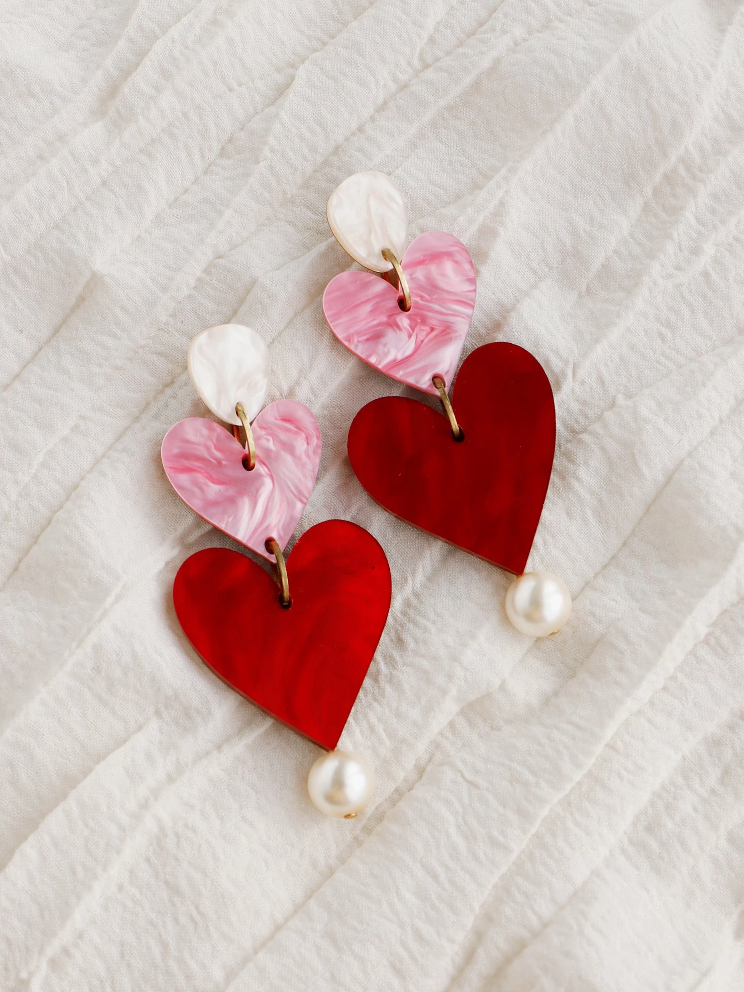 Wolf & Moon Stevie Earrings In Pink/Red 3 Wolf & Moon Stevie Earrings In Pink/Red