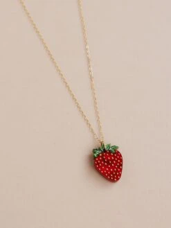 Wolf & Moon Strawberry Necklace II -Wolf & Moon strawberry necklace ii lifestyle 1
