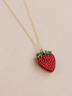 Wolf & Moon Strawberry Necklace II -Wolf & Moon strawberry necklace ii lifestyle 2