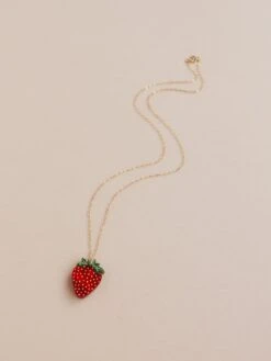 Wolf & Moon Strawberry Necklace II -Wolf & Moon strawberry necklace ii lifestyle 3