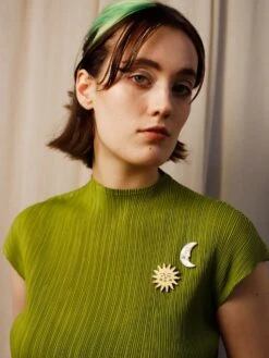 Wolf & Moon Sun & Moon Brooch Set -Wolf & Moon sun moon brooches model 1