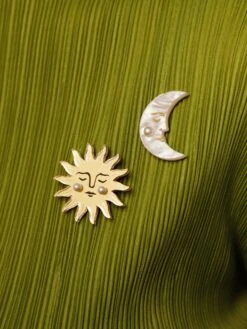 Wolf & Moon Sun & Moon Brooch Set -Wolf & Moon sun moon brooches model 3