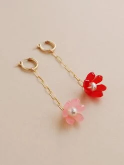 Wolf & Moon Tulip Drop Hoops In Blush -Wolf & Moon tulip drop hoops blush lifestyle 3