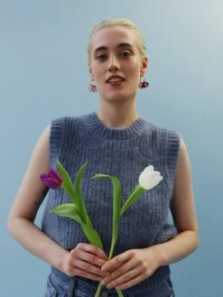 Wolf & Moon Tulip Meadow Hoops In Blackberry Crumble -Wolf & Moon tulip meadow hoops blackberrycrumble model 1