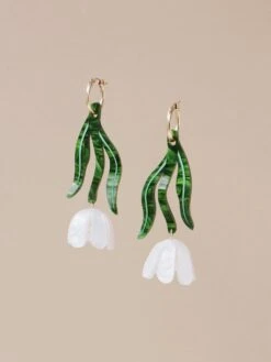 Wolf & Moon Tulip Statement Hoops In White