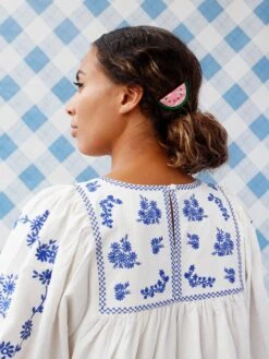 Wolf & Moon Watermelon Hair Clip -Wolf & Moon watermelon hairclip model 1