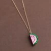 Wolf & Moon Watermelon Necklace