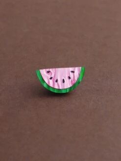 Wolf & Moon Watermelon Pin