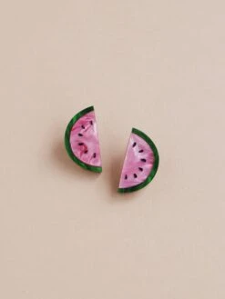 Wolf & Moon Watermelon Studs - Clip On