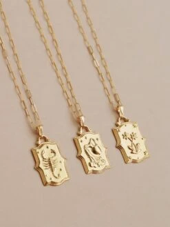Wolf & Moon Zodiac Necklace - Gold -Wolf & Moon zodiac pendants gold lifestyle group 4
