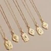 Wolf & Moon Zodiac Necklace - Gold